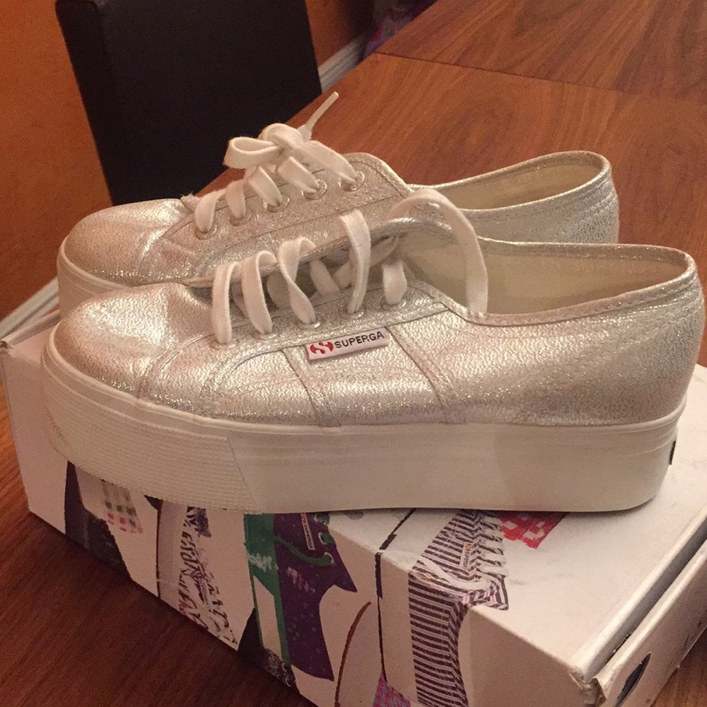 Superga Platform Silver Shoe